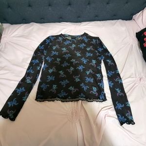 Stitch mesh lettuce cut long sleeve